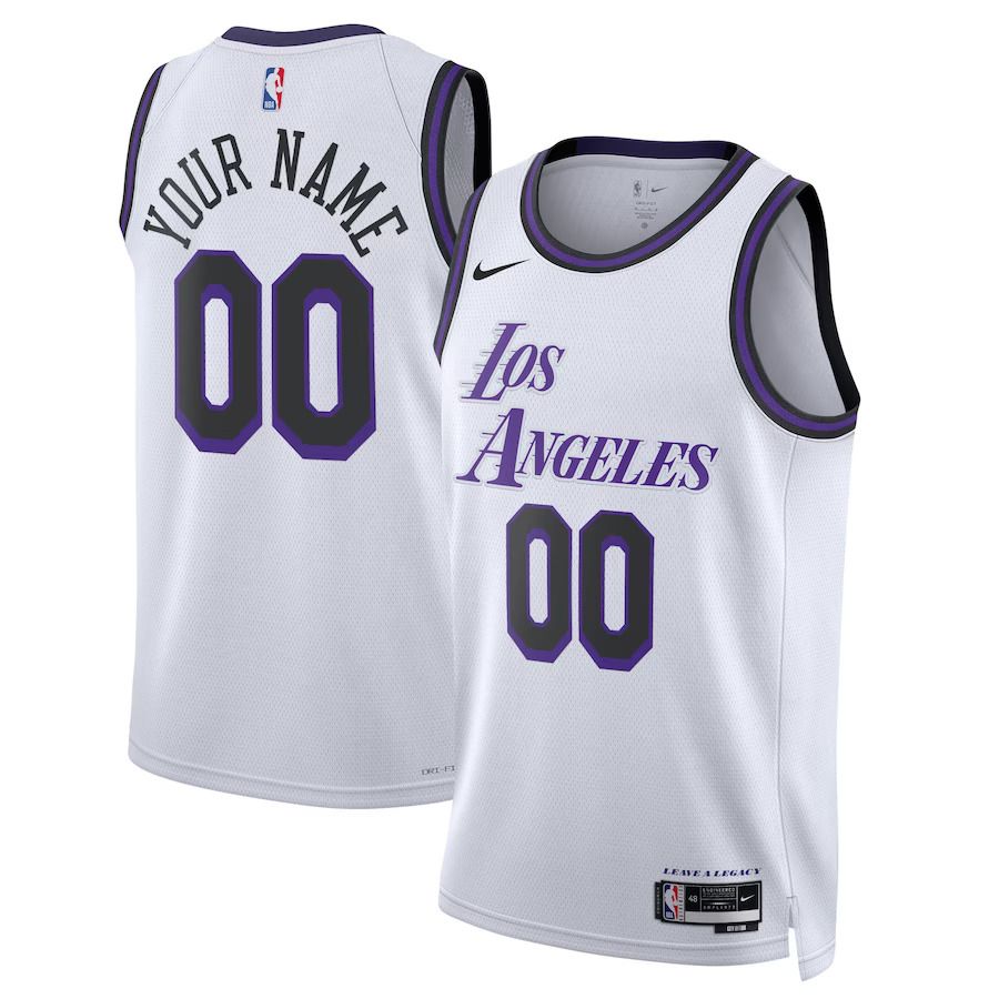 Men Los Angeles Lakers Nike White City Edition 2022-23 Swingman Custom NBA Jersey